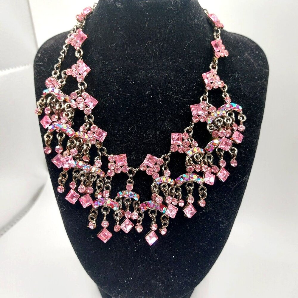Vintage Ice Pink Swarovski Necklace with AB signed SNK stunning 18" Excellent